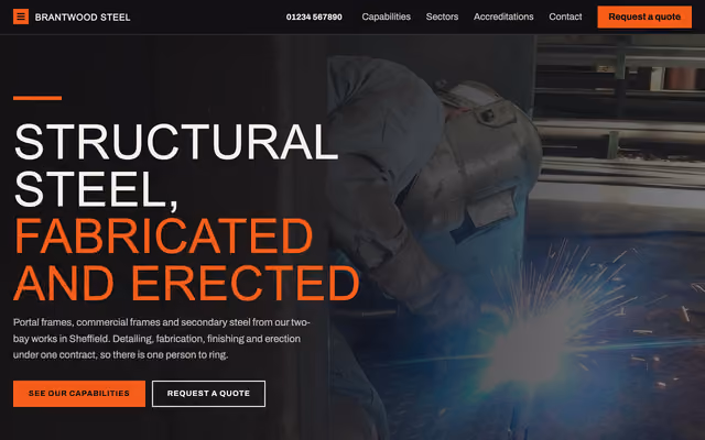 Homepage of the Brantwood Steel example build