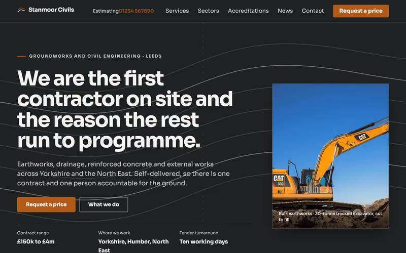 Homepage of the Stanmoor Civils example build