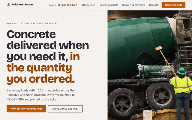 Homepage of the Veldhorst Beton example build
