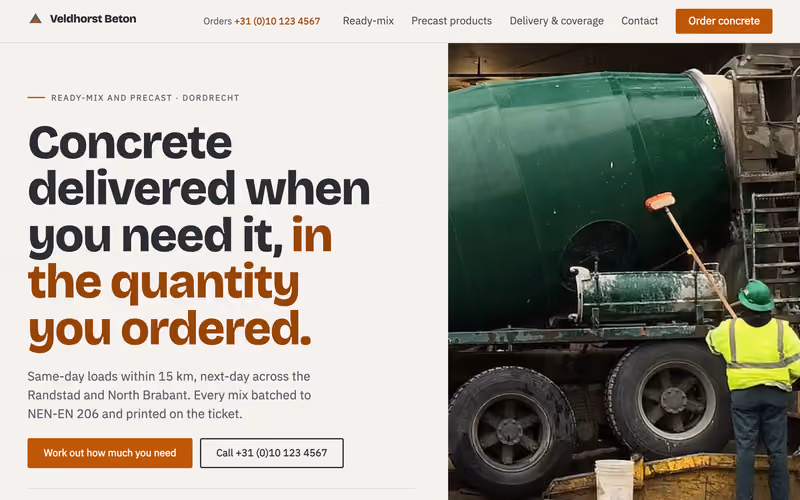 Homepage of the Veldhorst Beton example build